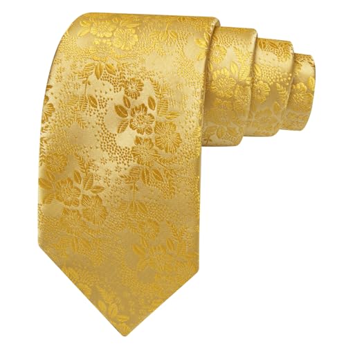 Image of Barry.Wang Flower Ties for Men Silk Woven Floral Tie Sets Necktie Handkerchief Cufflinks Wedding Party