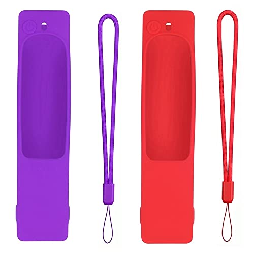 Cover Antiurto Anti-Slip Custodia Protettiva da 2 Pezzi per Samsung Smart TV Telecomando BN59. Pelle Serie, Viola e Rosso