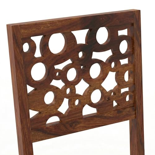 Image of WOODLAB Sheesham Wood 4 Seater Dining Table Set with Chairs | Wooden Dining Table for Home Dining Room | 4 Seater Dinner Table Set for Living Room and Home - Natural Finish