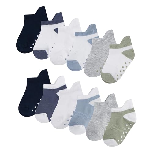 Huggies Baby 12-Pack Lightweight Ankle Gripper Socks, Desert Sage/Blue, 0/6M
