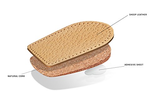 Image of Kaps - Cork & Leather Heel Lifts (2 Pck) - Twin Pack Self-Adhesive Insoles for Shock Absorption, Achilles Tendonitis Relief & Comfort, Vegetable Tanned - for Daily Use by Women