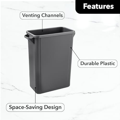 Image of 16 Gallon Slim Rectangular Garbage Can - Gray