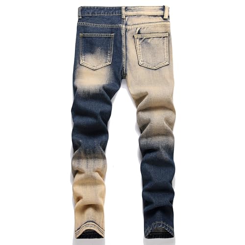 FREDD MARSHALL Calça jeans infantil rasgada destruída para meninos skinny fit, 128-6, 7