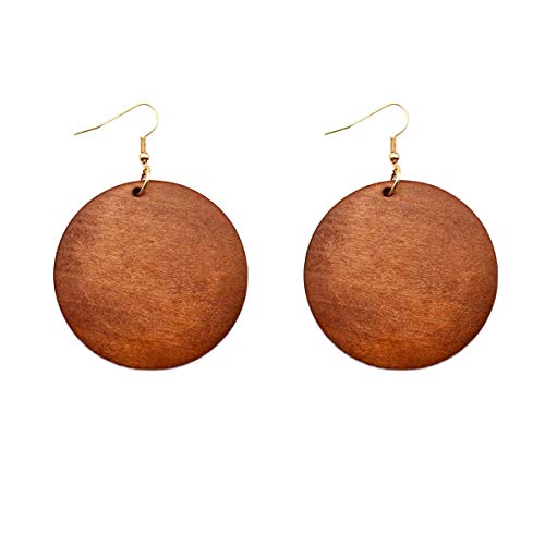 4 Pairs Ethnic Big Geometric Round Circle Teardrop Wood Dangle Earrings Wooden Drop Sets For Women Girls #TOP1