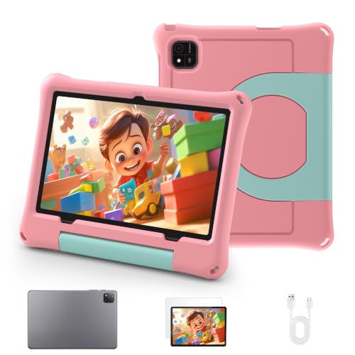 Image of Kids Tablet, 10.1 inch Android 16 Tablet for Kids, Gift for Ages 6-12 | 30GB RAM 64GB ROM 1TB Expand, Eye Care HD Display, Parental Control, 6000mAh, WiFi, BT5.0, GPS, Pink Shockproof EVA Case