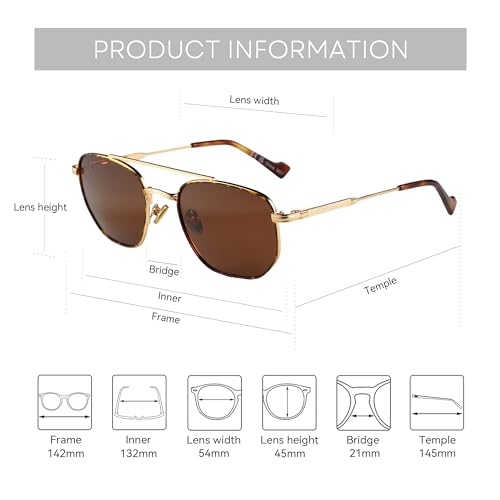 ZENOTTIC Retro Hexagon Aviator Polarized Sunglasses for Men Women-Vintage Fashion Double Bridge Metal UV400 Protection Shades4