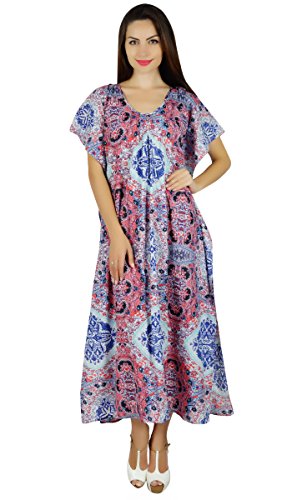 Bimba Les à Long imprimé Maxi Caftan Coton vêtements de Nuit Robe Caftan