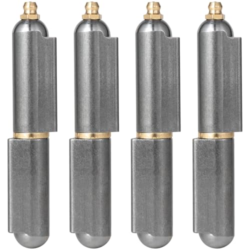 4 Pack 4 Inch Heavy Duty Weld On Hinges Bullet Barrel Weldable Hinges with Grease Fitting Carbon Steel Weld On Hinge for Metal Gate BBQ Smoker Trailer Door