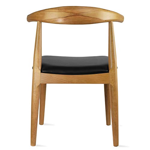 2Xhome Contemporary Farmhouse Real Solid Wood Pu Leather Cushion Seat Dining Chairs Desk Elbow Side Chairfor Living Room Bedroom Kitchen (Walnut) #TOP6