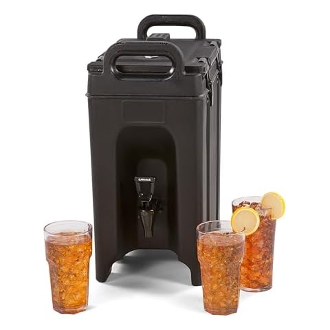 Carlisle FoodService Products Cateraide Insulated Beverage Dispenser with Handles for Catering, Events, Kitchens, And Restaurants, Plastic, 2.5 Gallons, Black Cover