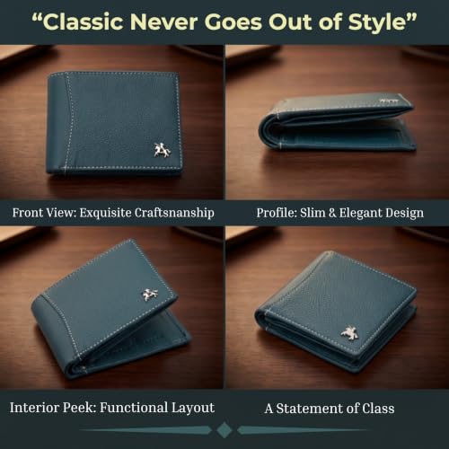 Image of LONDON ALLEY Slavia Green Leather Wallet for Men, 6 Card Slot | RFID Protected