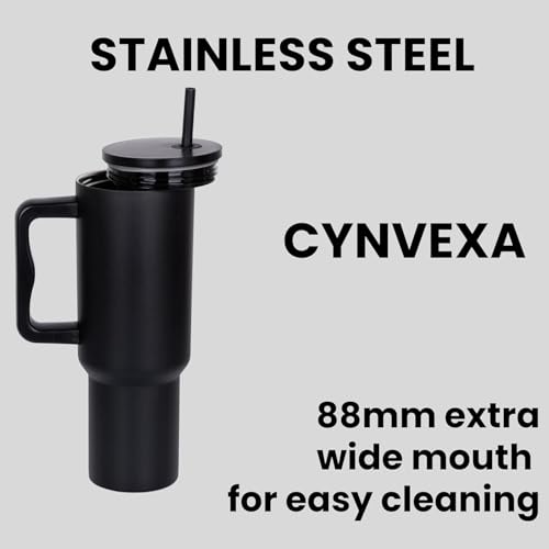 Image of CYNVEXA Personalized with Your Name, Tumbler with lid and Straw 1200ML Cup Stainless Steel Vacuum Insulated Tumbler for Water, Iced Tea or Coffee 1.2L Office Gym Travelling (Mate Black)