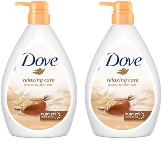 Image of Dove Relaxing Shea Butter Body Wash with Vanilla for Soft Skin, Soothing Scent, 1L (Pack of 2)