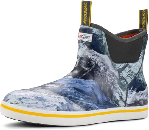 Image of SUREWAY Men's Ankle Fishing Deck Boots for Men-Waterproof,Professional Non-Slip Soles for Wet Slippery Surface,Neoprene Rubber Rain Boot /Shoes for Hunting Boating Gardening