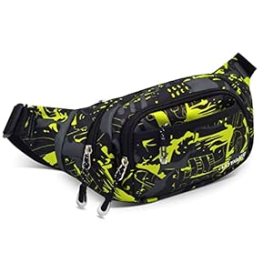 Fanny Packs for Women & Men, 5-Zipper Pockets Waist Bag, Belt Bag for Running Cycling Travel Walking Hiking Fishing Camping (Green)
