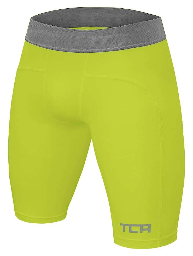 TCA Niños Pantalones Cortos Térmicos Pro Performance Compression Base Layer - Verde Brillante, 8-10 años