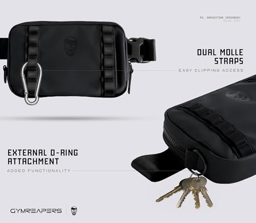 Gymreapers Travel Small Crossbody Bags for Men & Women with Hidden Pocket - Waterproof Crosssbody Fanny Pack for Men with Adjustable Shoulder Sling Belt for Traveling, Running & Hiking (Onyx)4