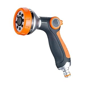 GRIFEMA GE1303 Tuinslang Spuitpistool, Irrigatiesproeier met 8 Verstelbare Sproeipatronen, Hogedrukslangspuitpistool met Instelbaar Watervolume, voor Gazonbewatering, Autowasstraat, Huisdierendouche