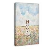Póster artístico de campo de flores de Valencia Pinscher, póster de lienzo para decoración de dormitorio, oficina, habitación, regalo, 40 x 60 cm