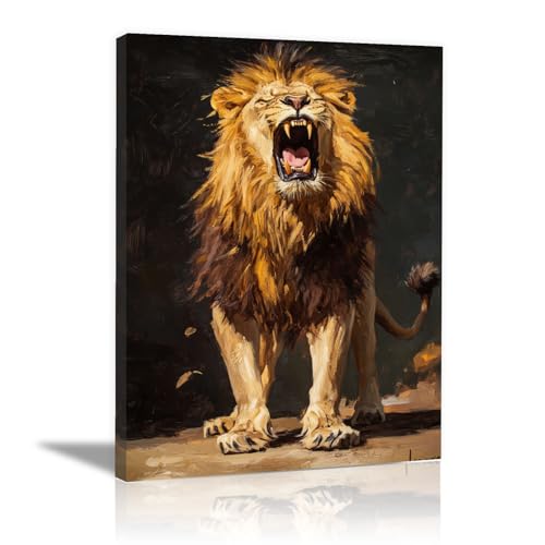 Tableau de lion moderne marron pour habiller un mur de bureau vide