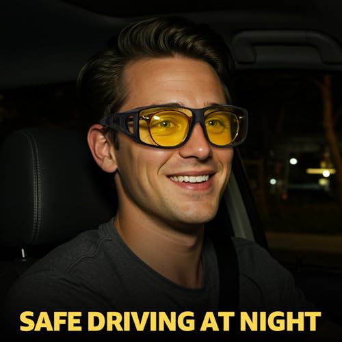 Myiaur Fit Over Night Vision Glasses for Women Men, Polarized Night Driving Glasses with Anti Glare Yellow Lens UV Protection2