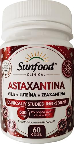 Astaxantina + Vitamina E + Luteína + Zeaxantina + Vitamina C (500 mg) Sunfood 60 Cápsulas.