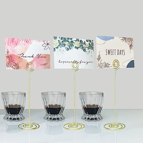 Jofefe Place Card Holders - 10Pcs 8.6" Tall Table Card Holders Table Number Holders Table Picture Stand Wire Photo Holder For Place Cards Wedding Party Office Desk Name Memo Menu Clips (Gold) #TOP4