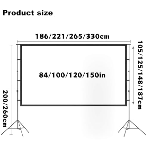 Pantalla de proyector portátil con bolsa de almacenamiento y soporte trípode estable, adecuada para cine en casa, presentaciones de negocios, capacitación escolar y entretenimiento interior y exterior (84 pulgadas) miniatura 5