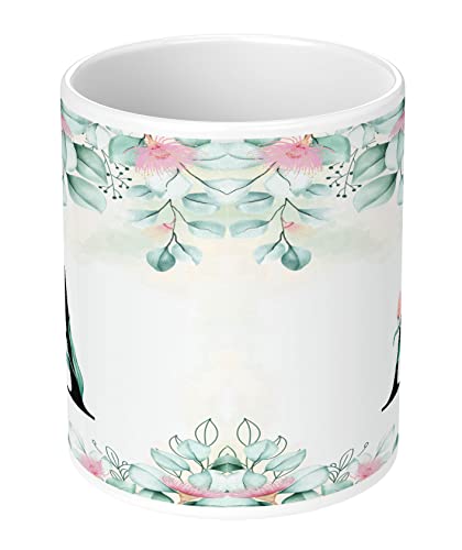 Image of Colorful Floral Alphabet Letter A Printed Coffee Mug For Girls Boys Friends Love Kids Best Gift For Birthday Anniversary Initial Letter A (Microwave Safe Ceramic Tea Coffee Mug-350ml) - ABVWM2 133