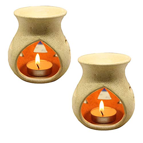 Kc Kullicraft Beige Ceramic Aroma Diffuser Oil Burner Clay Lamp Wax Warmer...