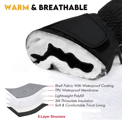 Women Ski Gloves, Winter Warmest Waterproof and Breathable Snow Gloves with Free Balaclava for Snowboard, Snowmobile in Cold Weather. - Image 5