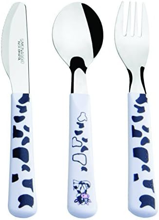 Simonaggio 3 Piece Toddlers Fun Animals Flatware Set, Cow