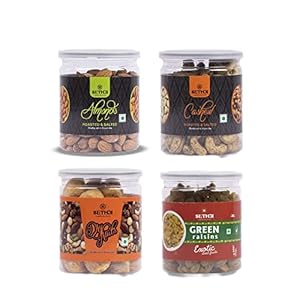 SETHJI Fresh and Healthy Premium Roasted Nuts Dry Fruits Combo Pack of Salted Almonds, Masala Cashew, Green Raisins…
