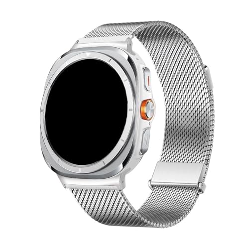 [PLYYQZM] �ɍ��� Sam su ng Watch 7 Ultra 47mm�p�X�e�����X�X�`�[���X�g���b�v�A�ɍ��� GALAXY WATCH ULTRA2(2025)�p�~���l�[�[�X�g���b�v�A�J�[�u�G���h�X�g���b�v�ɓK�p(Silver,Silver 