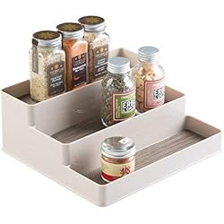 mDesign Especiero para cocina - Práctico mueble para especias - Estantería para condimentos - Para gabinete o mesa - En tres niveles - Color: champaña