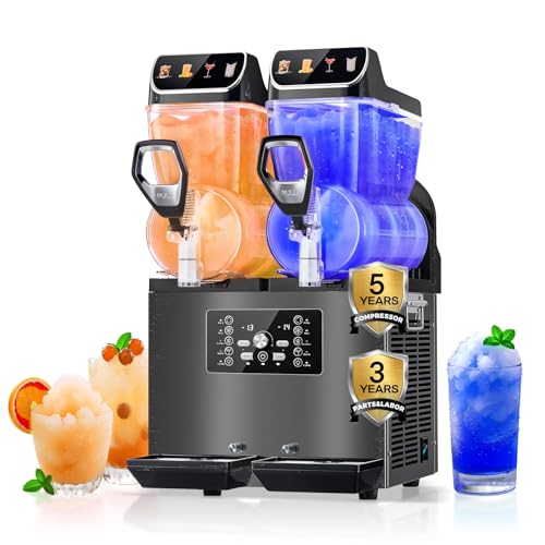Commercial Slushy Machine, Stainless Steel Margarita Smoothie Frozen Drink Machine (Black, 24L)