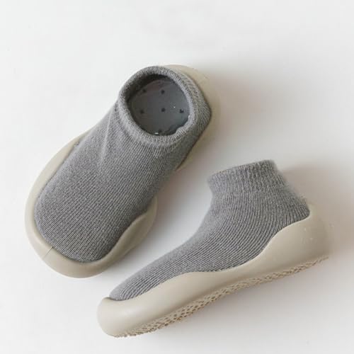 Unisex Baby Boys Girls Sneaker Baby Socks and Shoes Children's Floor Socks Spring Baby Home Baby Shoes (Grey, 8 Toddler)3