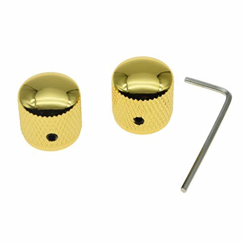 Dopro Set of 2 Guitar Dome Knobs 20mm Bass Knobs with Set Screw for Tele Telecaster P Bass Precision Bass Gold
