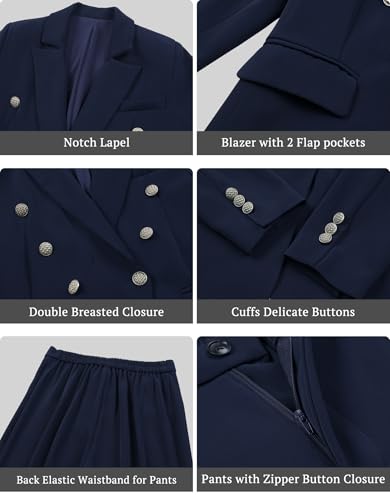 V VOCNI Womens Suits 2 Piece Set Double Breasted Business Office Blazer Work Pants Set Dressy Casual Workwear Outfits3