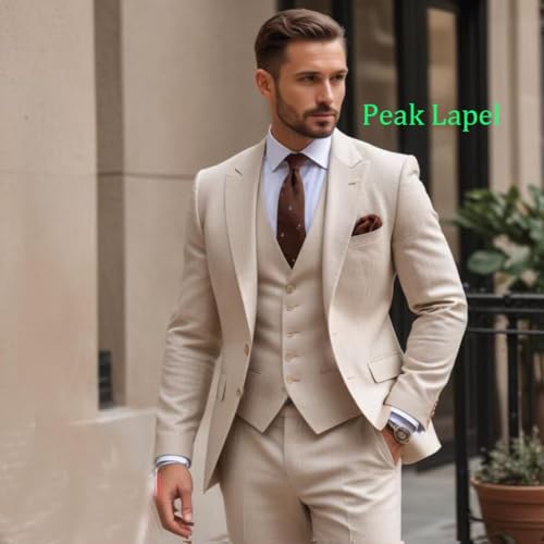 3 Piece Slim Fit Suits for Men Classic 2 Button Prom Suits Men Peak Lapel Wedding Groomsmen Blazer Vest Pants Sets4