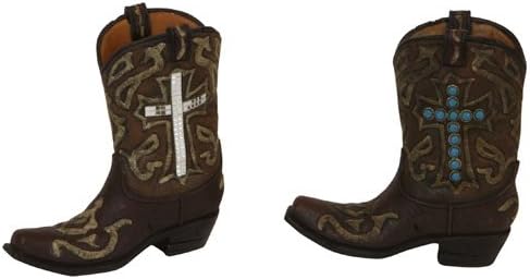 Western Cowboy Boot Planter Vase Sculpture, 8-inch, (1-pc at Random), Home Garden Decor