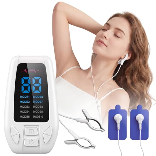 Sleep Aid Device Auricular Vagus Nerve Stimulator Portable Microcurrent Sleep Aid Device with 10 Modes & 30 Adjustable Gears Stress Relief and Recover Relieve Fatigue for Adults