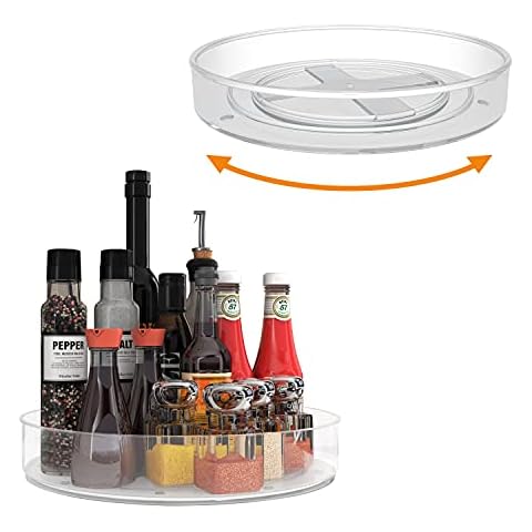 VAEHOLD 2 Pack Lazy Susan Turntable Spice Rack for Kitchen Cabinet, 9 1/4‘’ Storage Tray for Fruit, Snacks, - Kitchen Organization for Cupboard, Pantry, Bathroom, Table (1 Tier 2 Pack) Cover