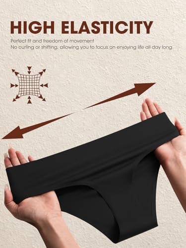 Image of AIVEITE Women's Seamless Underwear No Show Bikini Panties Cheeky Low Rise Breathable Silky Invisible Briefs 6 Pack