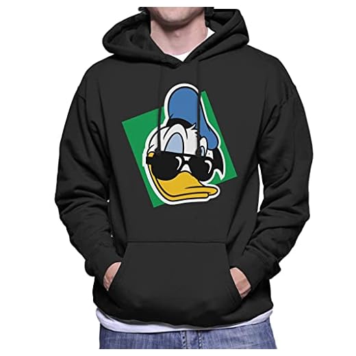 Disney Kalle Anka bär solglasögon herr tröja med huva, Svart, XXL