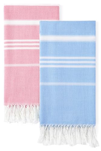 2 Packs Cotton Turkish Beach Towels Quick Dry Sand Free Soft Absorbent Extra Large Xl Big Blanket Adult Oversized Bath Pool Swim Towel Lightweight Thin Sandless Fast Drying Compact No Sand Packabl
