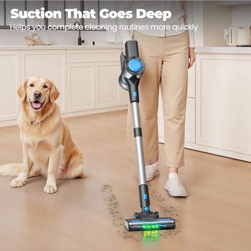 Image of Cordless Vacuum Cleaner, Powerful Lightweight Stick Vacuum with Self-Standing, Anti-Tangle, 8-in-1 Rechargeable Vacuum Cleaners for Home, Hardwood Floors, Carpet, Pet Hair