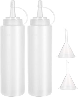 Lot de 2 bouteilles en plastique pour sauce barbecue - Pour ketchup, barbecue, vinaigrette, peinture, sirop, atelier, crêpes
