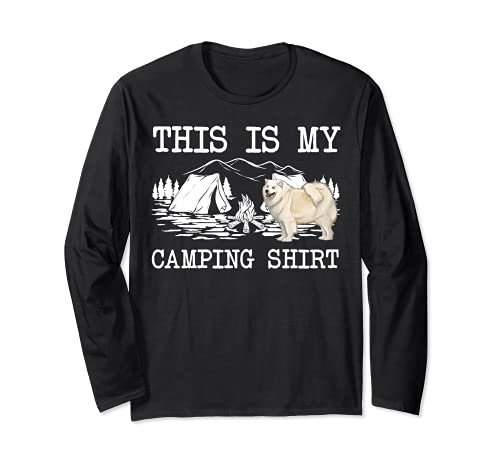 Campfire Samoyed Dog This Is My Camping Long Sleeve T-Shirt, Black