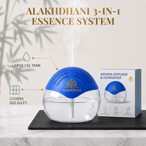 Image of 3-in-1 Aroma Diffuser, Humidifier & Air Purifier | 1500ml Essential Oil Diffuser for Aromatherapy | Cool Mist Humidifier for Home, Bedroom, Office, Spa | Covers 500 Sq.Ft | Blue